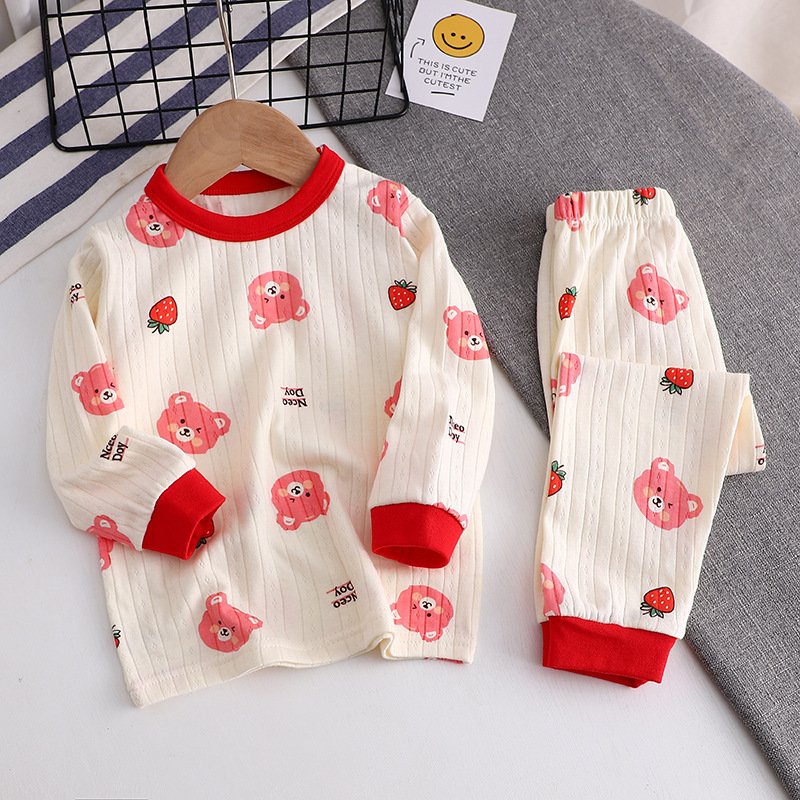Children's pajama cotton kids pajamas clothes long sleeve baby sleepsuit loungewear set cartoon printing Baby Pajama Set