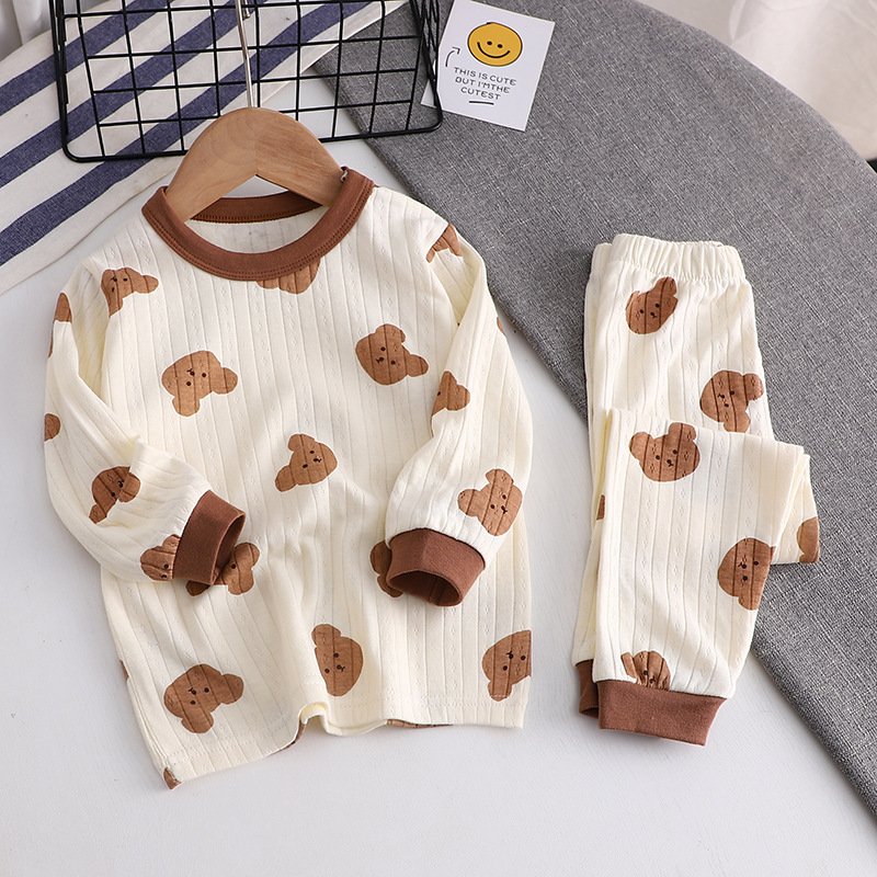 Children's pajama cotton kids pajamas clothes long sleeve baby sleepsuit loungewear set cartoon printing Baby Pajama Set