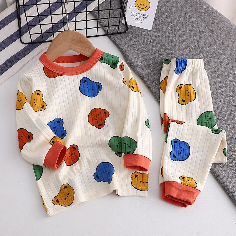 Children's pajama cotton kids pajamas clothes long sleeve baby sleepsuit loungewear set cartoon printing Baby Pajama Set