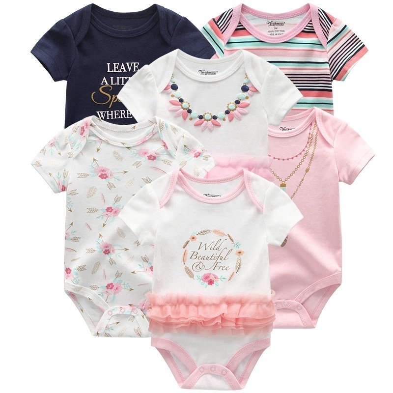 Newborn Baby Pajamas Sets Waffle Summer Short Sleeve Knitted Cotton Tops Boys Girls Outfits 2 Pieces Baby Clothing Quantity OEM