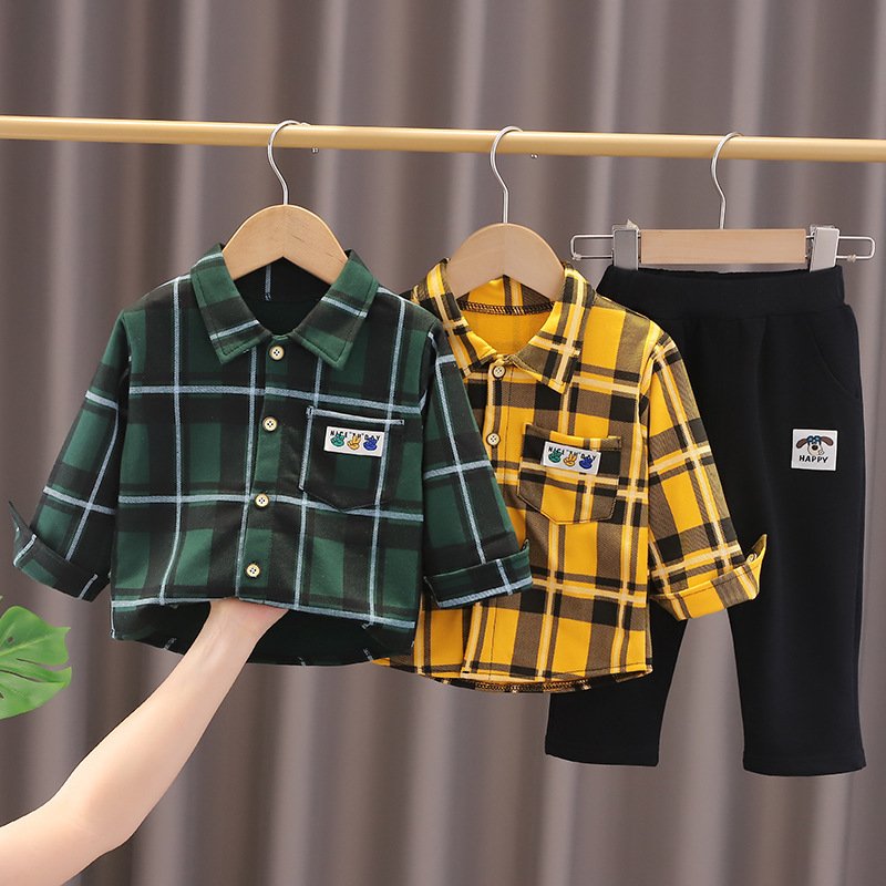 Wholesale Children 3pcs Suit Autumn Spring Plaid Casual Kids Boys Clothing Sets