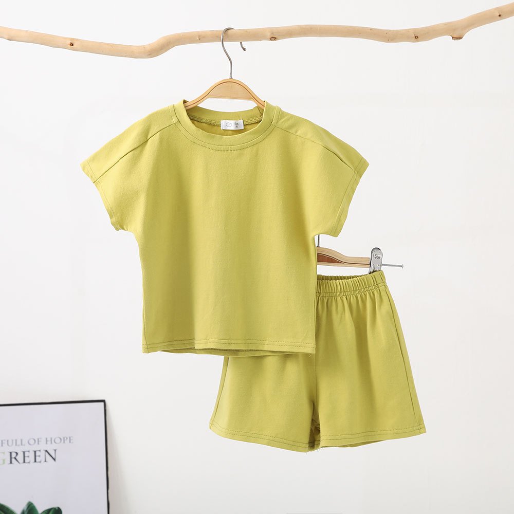 children's summer clothing set cotton children's sports set summer boys and girls solid color summer shorts two-piece set