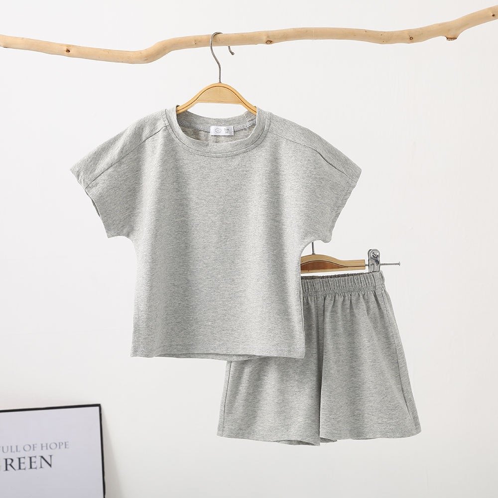 children's summer clothing set cotton children's sports set summer boys and girls solid color summer shorts two-piece set