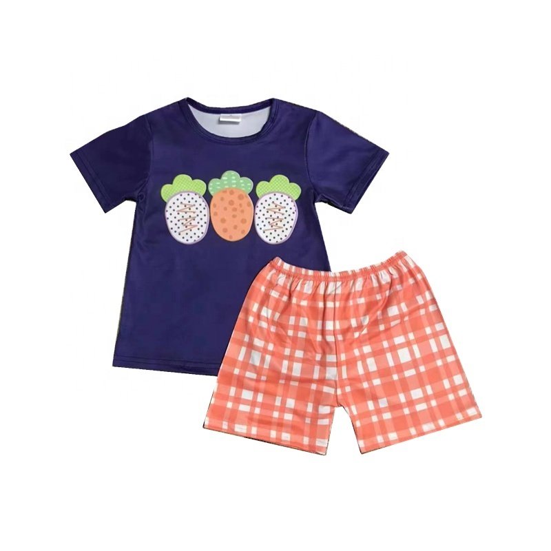 wholesale Children's leaves circle red raglan sleeve top red edge sports shorts suit boys clothing sets