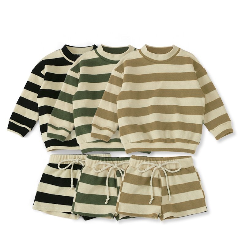 Custom logo designer Autumn Long Sleeve Elastic band Streak Hoodie Outfits Tracksuits 2 Piece Sets Baby Clothing Sets