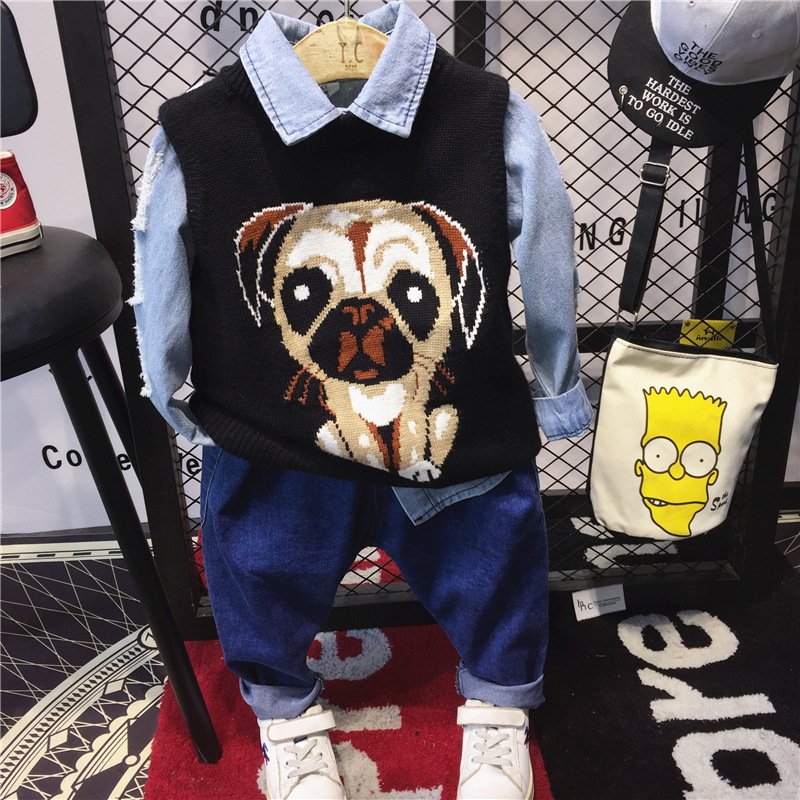 2020 New Arrival Boys' Casual Children's Clothing Set Stylish Korean Version Vest Three-Piece Set for Autumn Spring Model C00002