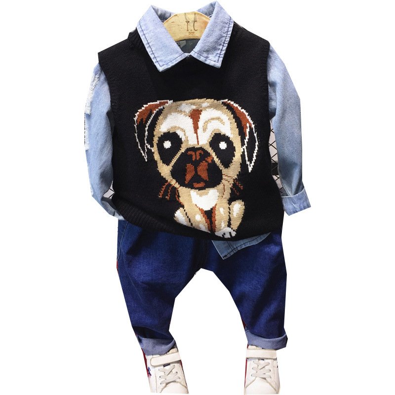 2020 New Arrival Boys' Casual Children's Clothing Set Stylish Korean Version Vest Three-Piece Set for Autumn Spring Model C00002