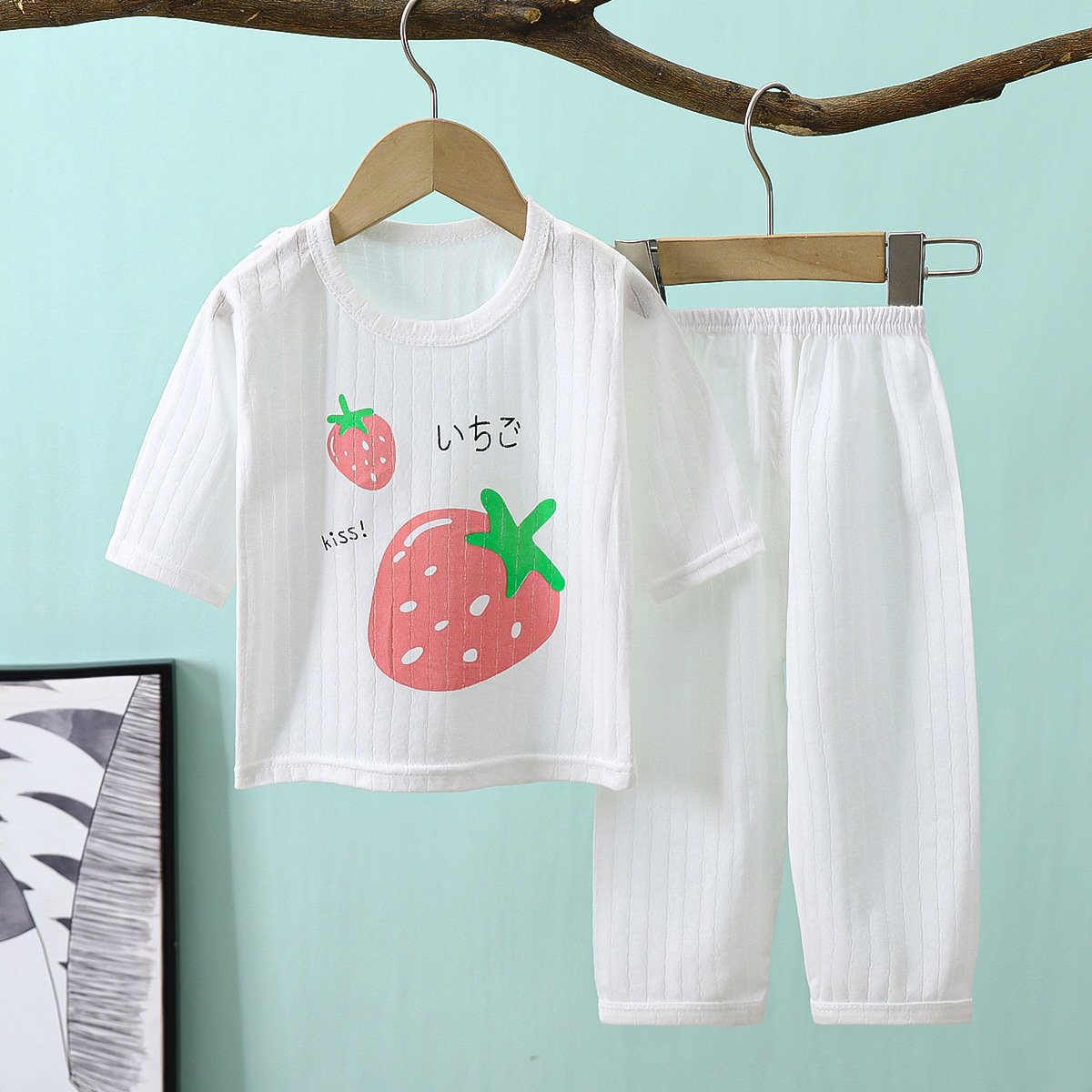 Cotton cartoon children's loungewear Cool quick dry casual clothing set for boys and girls