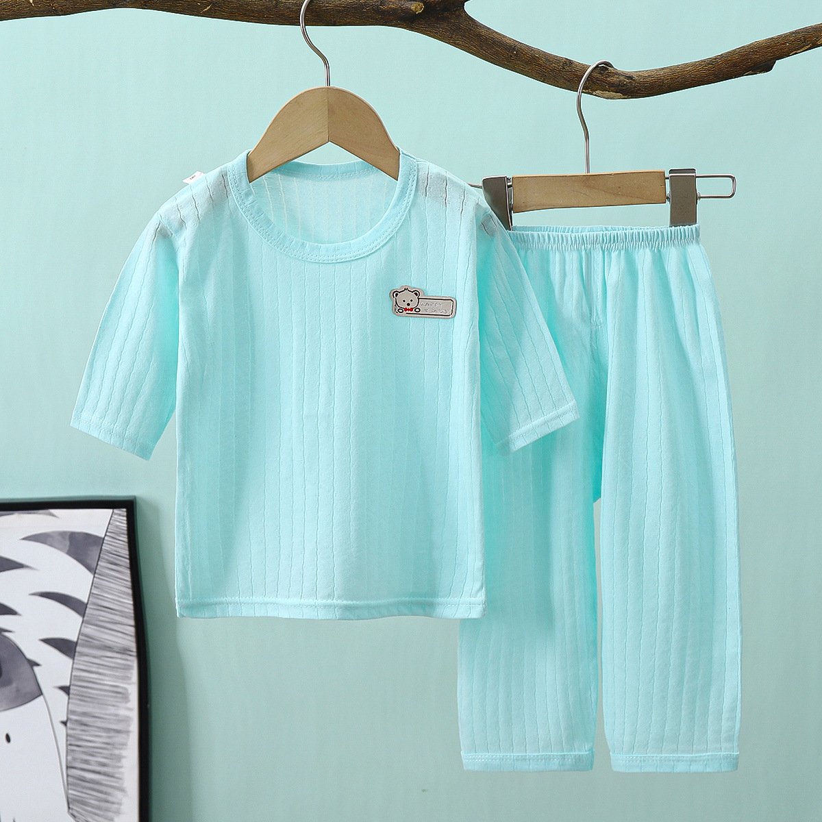 Cotton cartoon children's loungewear Cool quick dry casual clothing set for boys and girls
