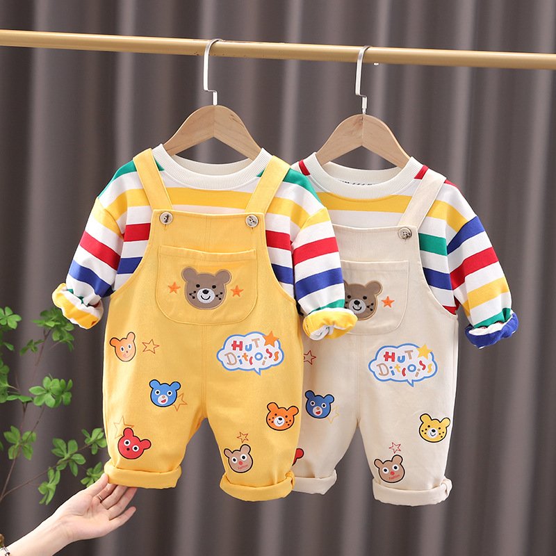 Conyson bulk kids clothing autumn Boy kids designers denim baby suit wholesale Clothing cotton hoodie 2-piece clothes set