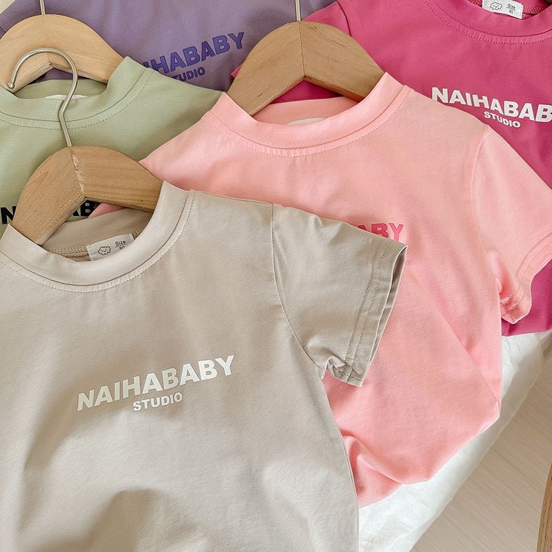 Summer outdoor sportswear Boys and Girls Loose Activewear Letter Printed Tracksuit Children's Clothing Sets