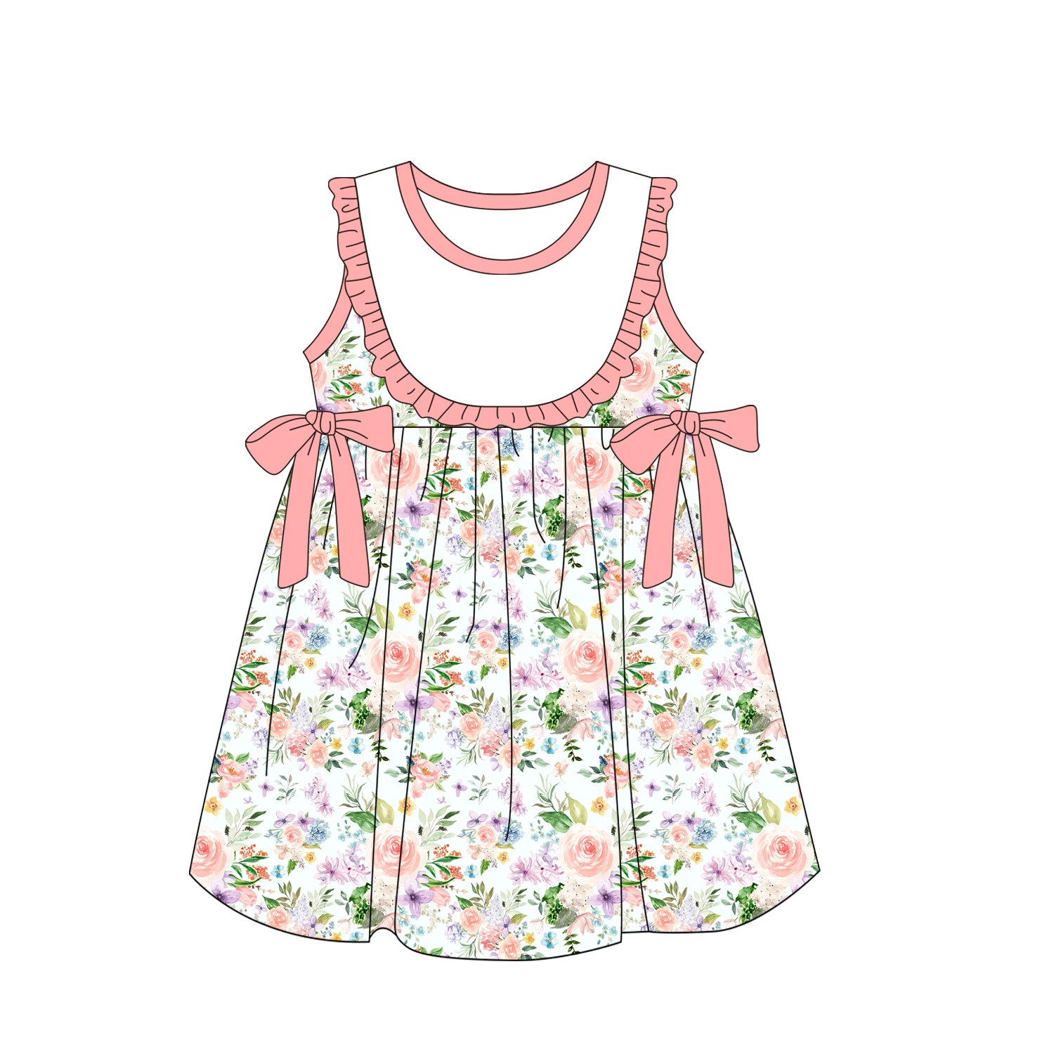 Spring Floral little girl dress and romper bodysuit clothes and boys short sleeves