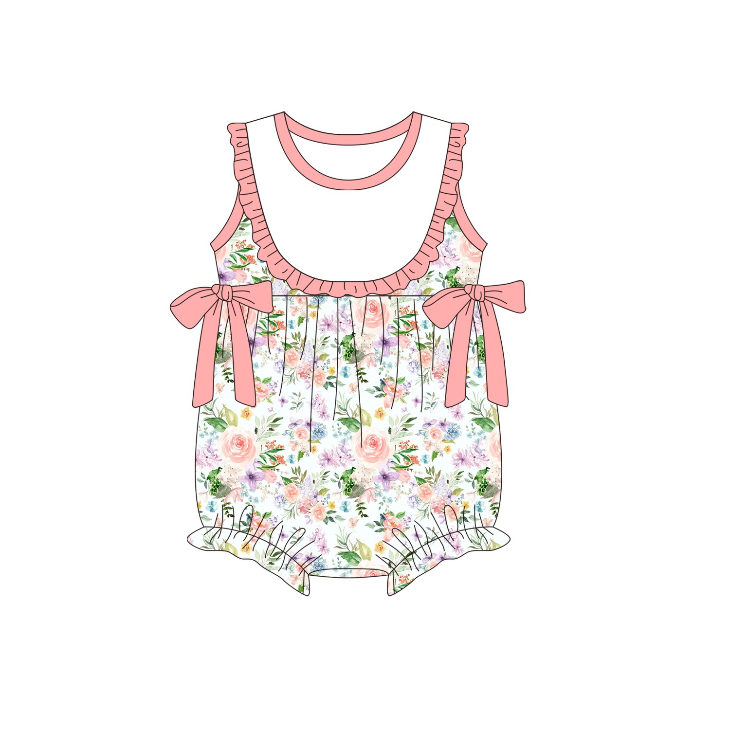 Spring Floral little girl dress and romper bodysuit clothes and boys short sleeves