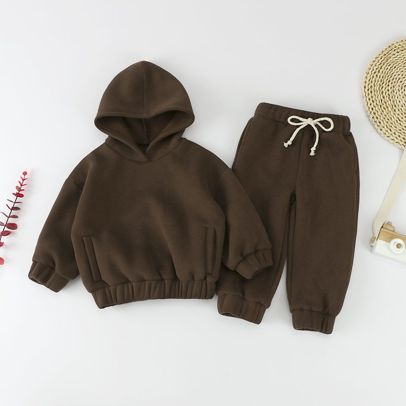 Top Grade Custom Logo Kids Pullover Sets Long Sleeve Outfits Custom Logo Spring Cotton Baby Boys Winter Clothing Sets