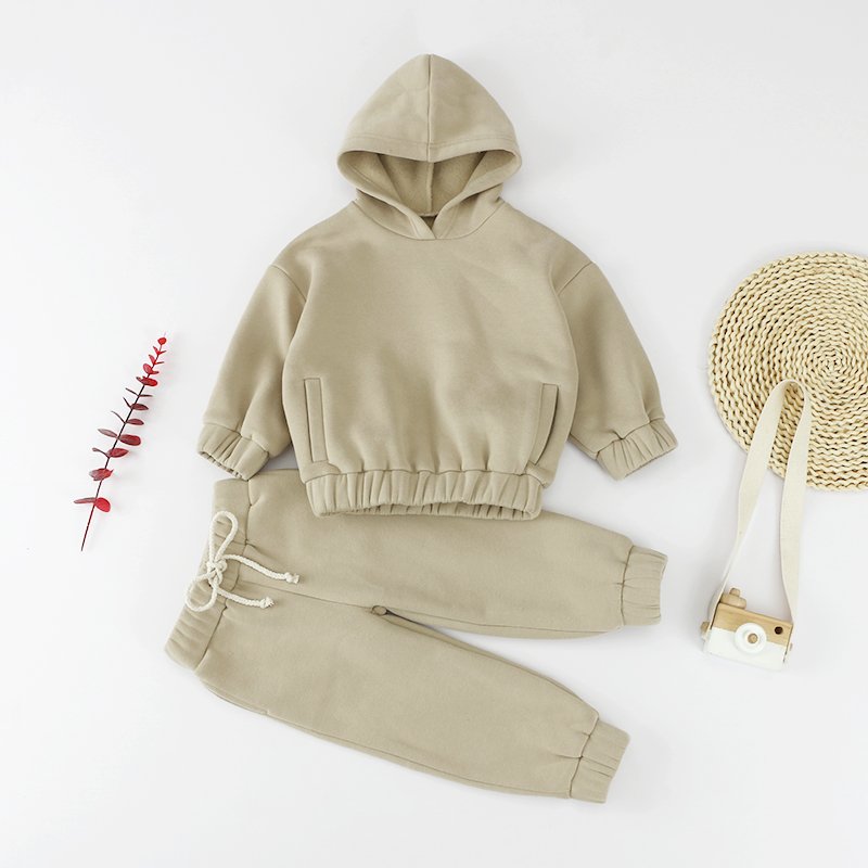 Top Grade Custom Logo Kids Pullover Sets Long Sleeve Outfits Custom Logo Spring Cotton Baby Boys Winter Clothing Sets