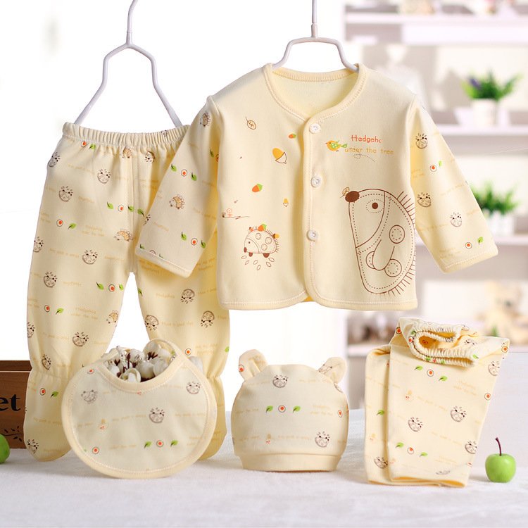 5PCS Newborn 0-3M Boys Girls Romper Winter Outfit Baby Playsuit Outfit Sets