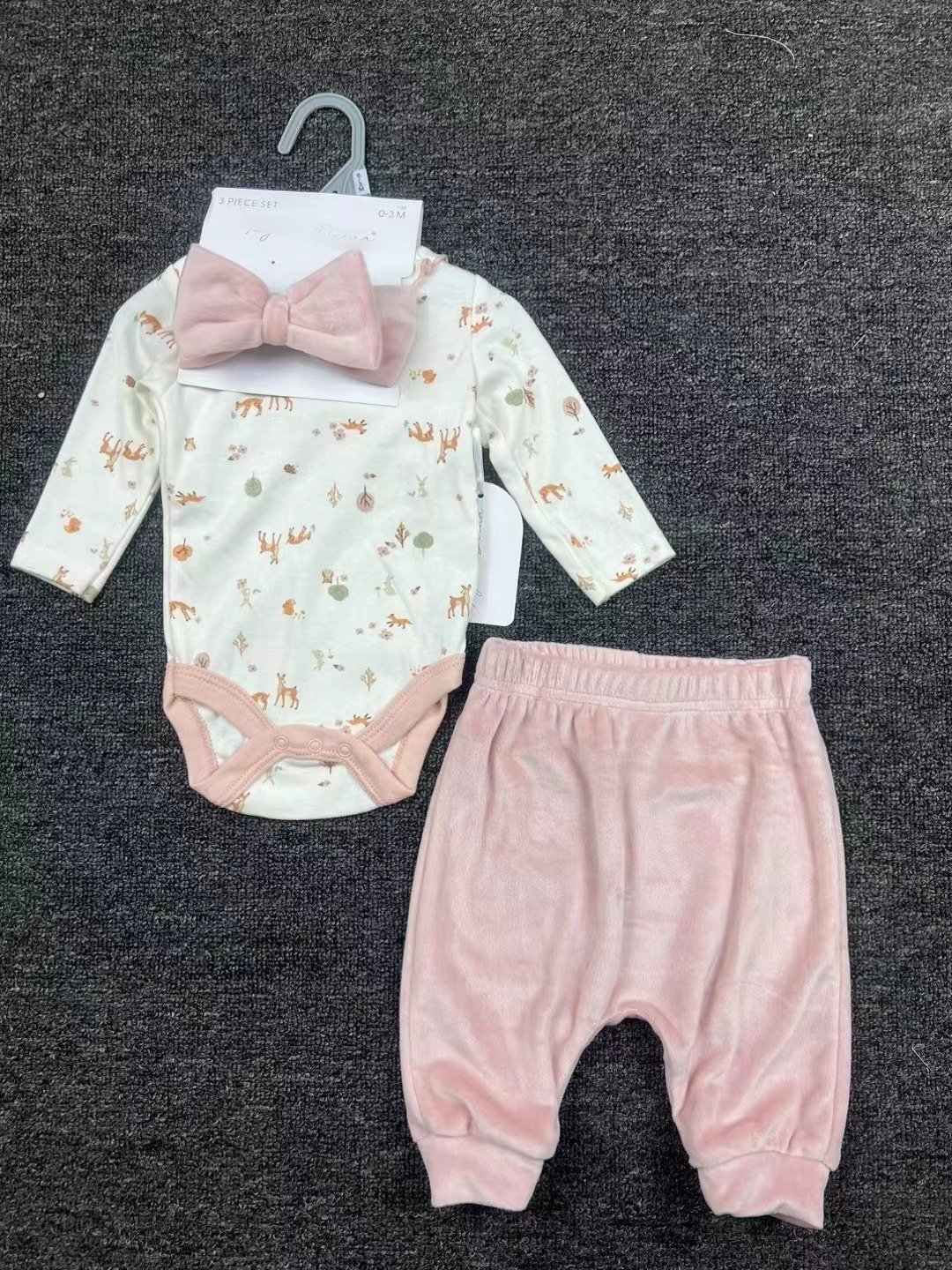 New Arrival Newborn Cartoon Headband Long Sleeve Onesies And Long Pants 3-Piece Sets Baby Cotton Confortable Sets Baby Cute Set