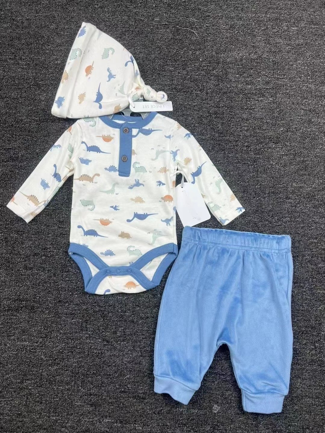 New Arrival Newborn Cartoon Headband Long Sleeve Onesies And Long Pants 3-Piece Sets Baby Cotton Confortable Sets Baby Cute Set