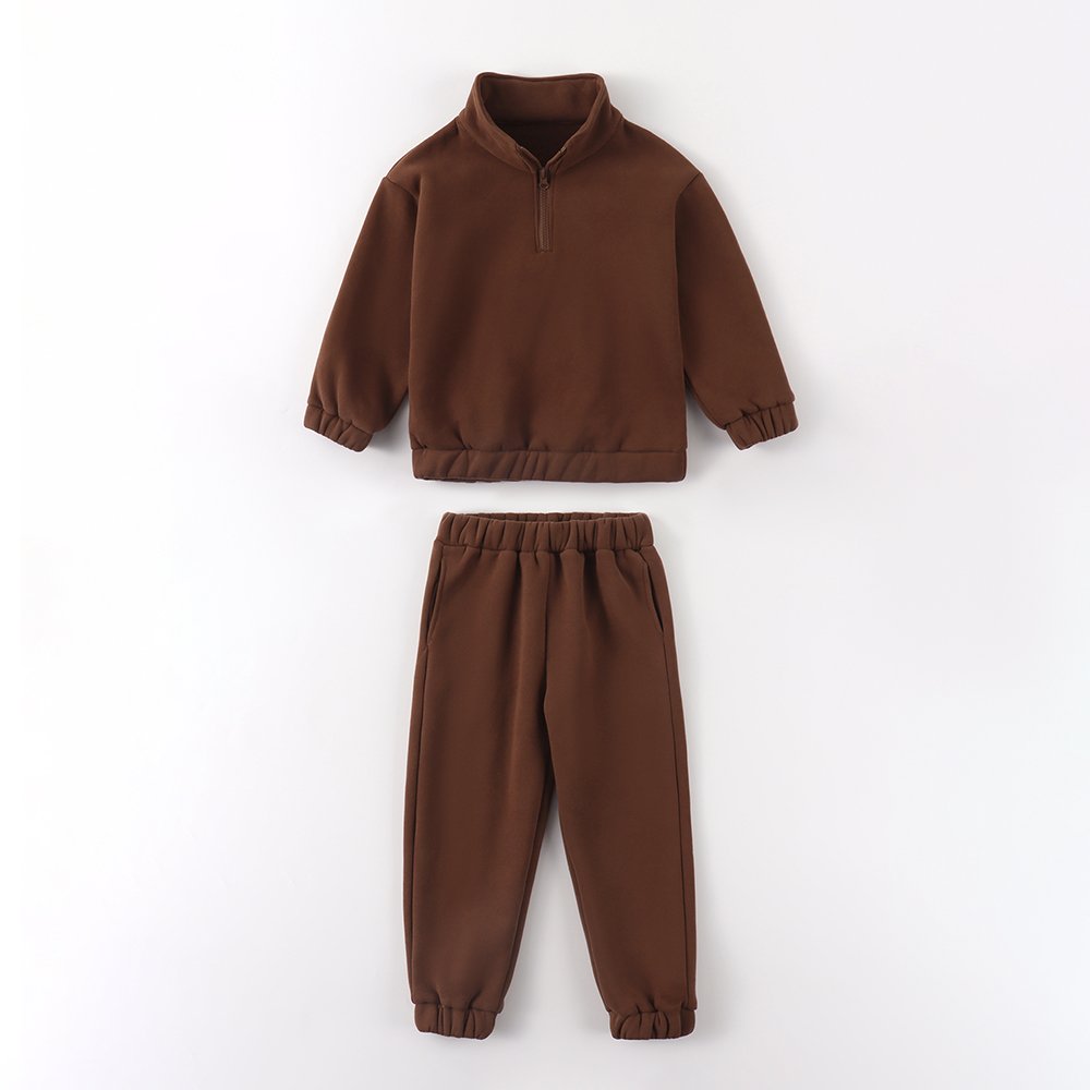 OEM Custom Logo Children Sweatsuits Boys And Girls Fleece Zip Sweatshirt Joggers Outfit Kid Tracksuits Clothing Set