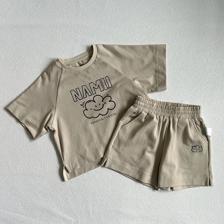 Summer European American Children's Clothing Sets Baby Boys New Cotton Casual Two-Piece Suit Cartoon T-Shirt Short Sleeve Shorts