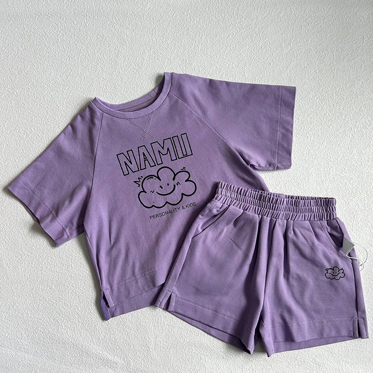Summer European American Children's Clothing Sets Baby Boys New Cotton Casual Two-Piece Suit Cartoon T-Shirt Short Sleeve Shorts