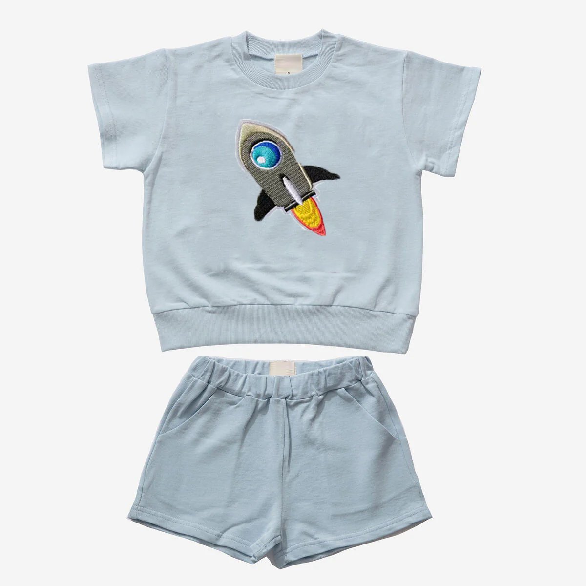 New Product Explosion t-shirt and shorts cool outfit rocket printing little boys' clothing sets