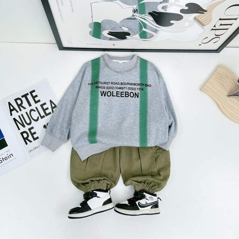 Children Clothing 2 Piece Set 100% Cotton Tops Shirts And Sweat Pants Clothes Sets Children's Clothing Sets For Boys