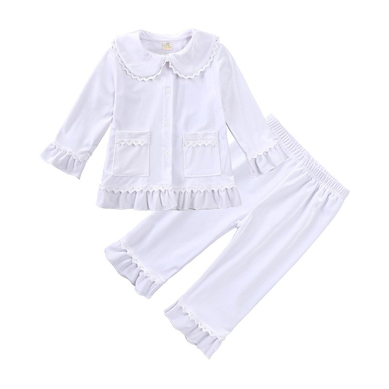 Wholesale Custom Christmas Outfit Baby Toddler Velvet Pajamas Set Kids Boys Girls Button Up Velour Sleepwear Pyjamas