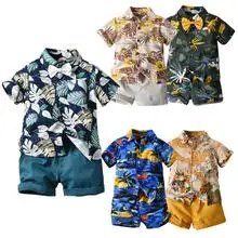 Toddler Kids Boutique 2pcs Boy Clothing Sets Cotton Shirt Outfit Short Sleeve Children Kids Summer