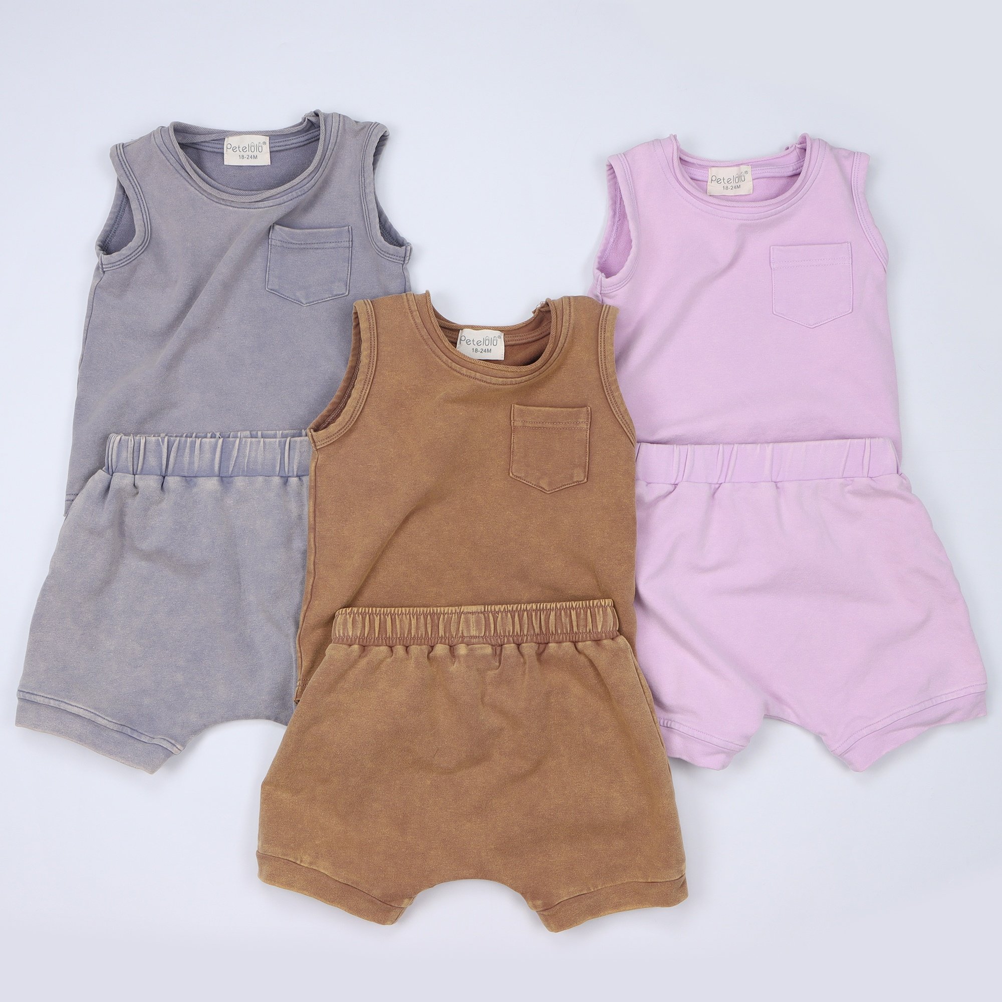 Unisex Premium Quality Antique Baby Vest Two-piece Organic Spandex Kids Clothes Set Vintage Toddler Boys Clothing Set For Summer