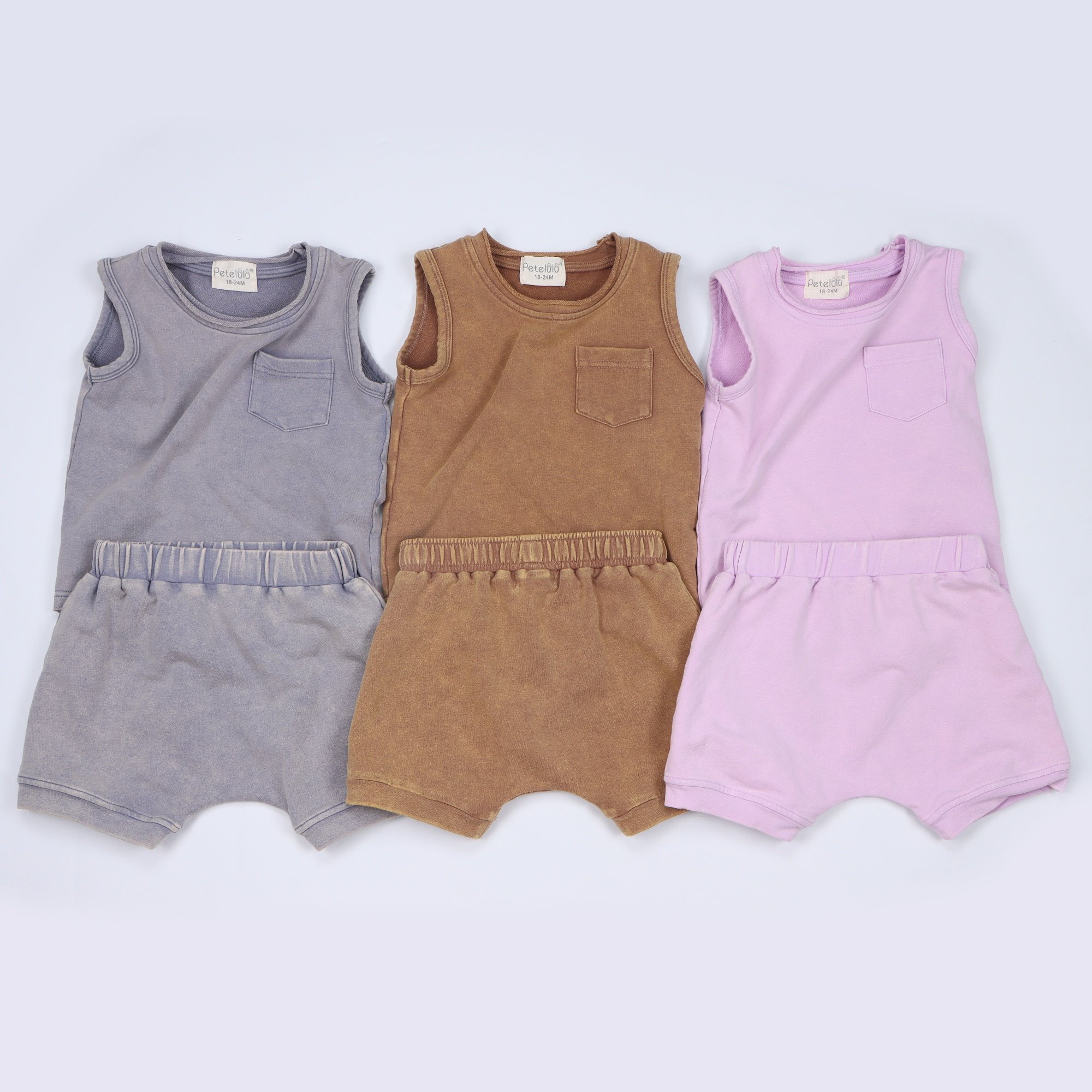 Unisex Premium Quality Antique Baby Vest Two-piece Organic Spandex Kids Clothes Set Vintage Toddler Boys Clothing Set For Summer