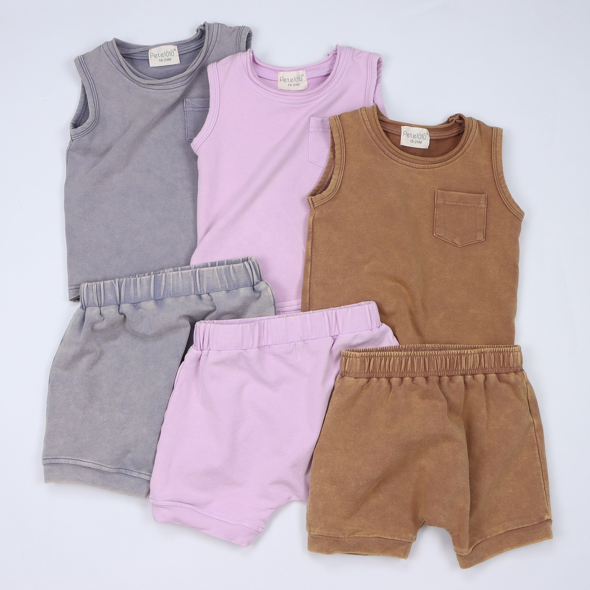 Unisex Premium Quality Antique Baby Vest Two-piece Organic Spandex Kids Clothes Set Vintage Toddler Boys Clothing Set For Summer