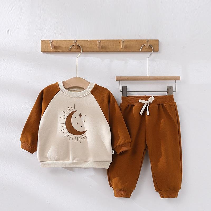 Autumn Toddler Boy Cotton Pullover Clothes Kids Cute Printing Trousers 2 Pieces Fashion Newborn Baby Girl Clothing Sets