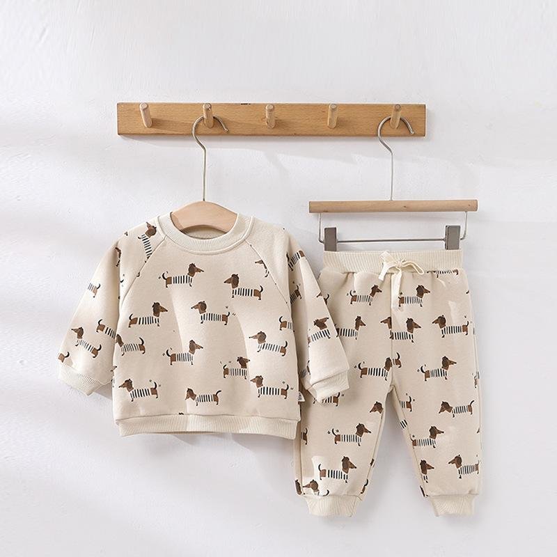 Autumn Toddler Boy Cotton Pullover Clothes Kids Cute Printing Trousers 2 Pieces Fashion Newborn Baby Girl Clothing Sets