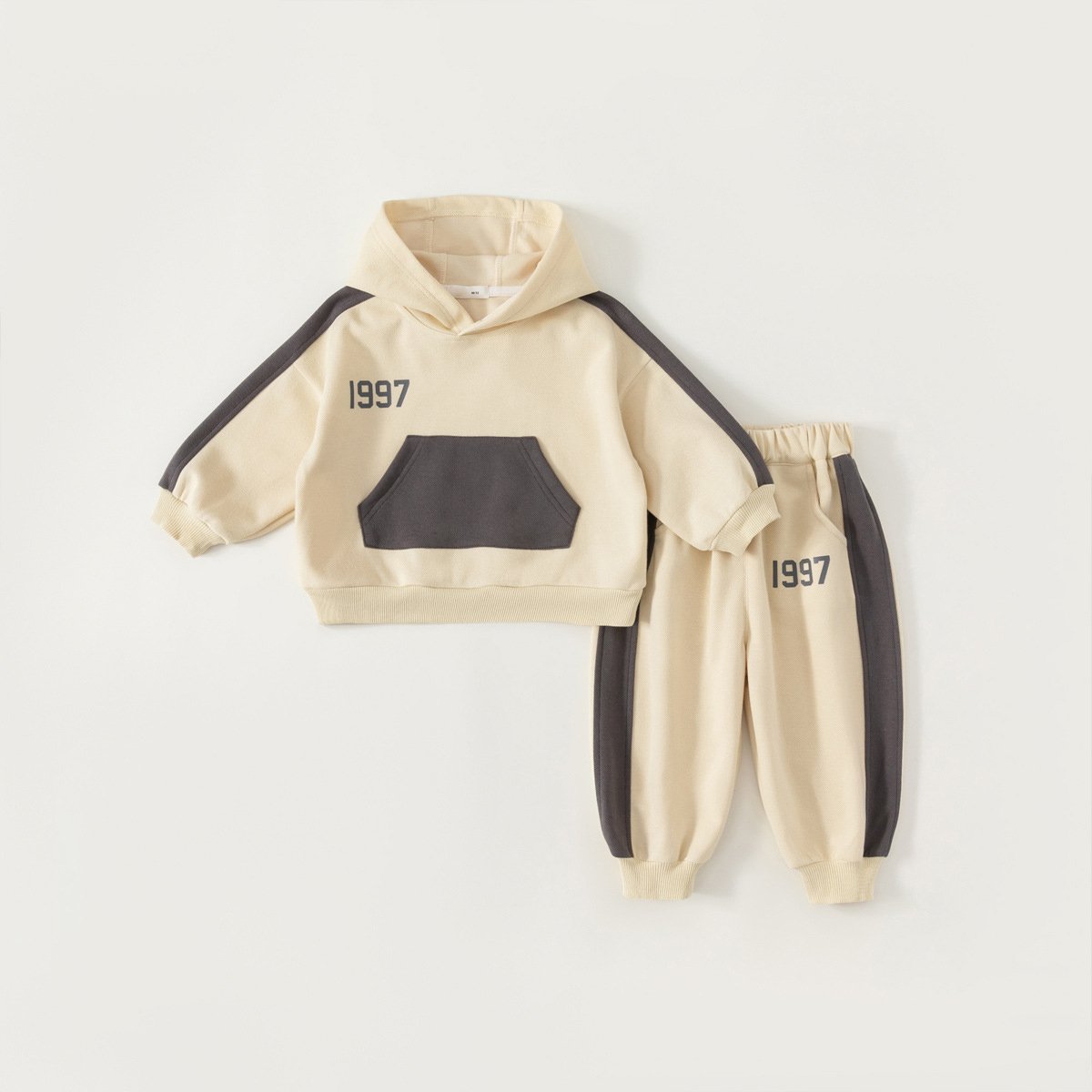 Children s clothes Autumn Warm Cotton Clothes Simple kid Girls Casual Hoodie Baby Boy Clothing Set 2 PCS