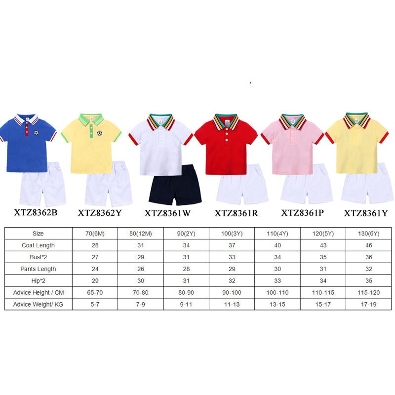 Conyson Custom boys clothing sets primary school uniform for children pullover polo tshirt set wholesale kids clothes sets