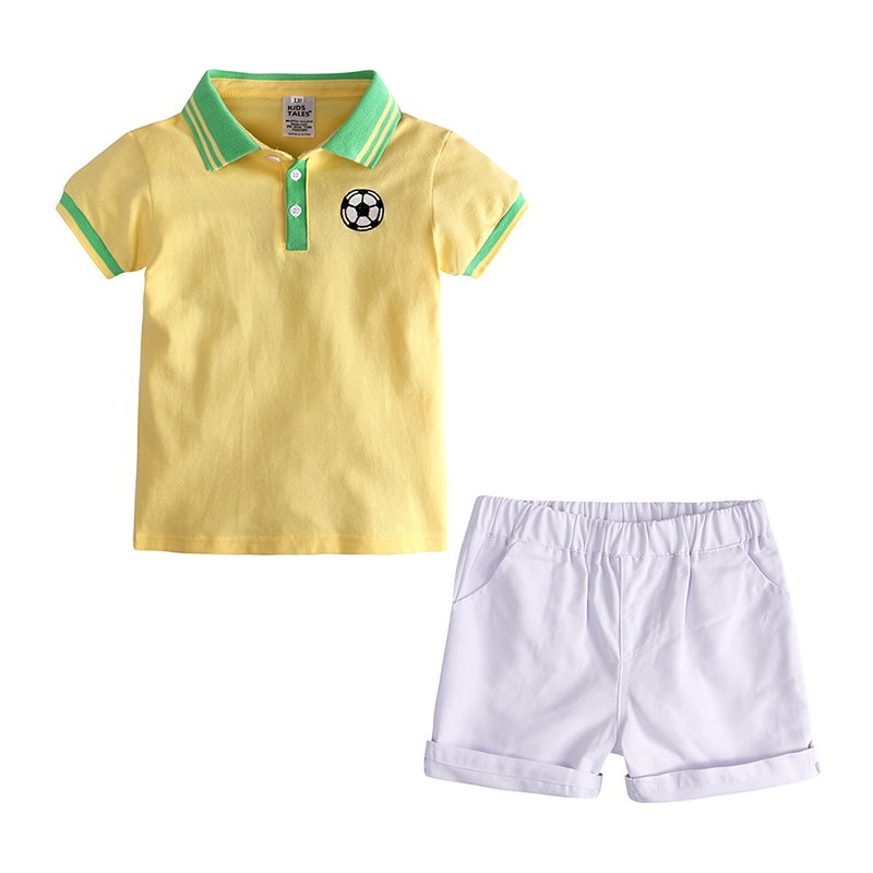 Conyson Custom boys clothing sets primary school uniform for children pullover polo tshirt set wholesale kids clothes sets