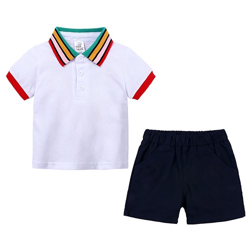 Conyson Custom boys clothing sets primary school uniform for children pullover polo tshirt set wholesale kids clothes sets