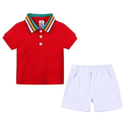 Conyson Custom boys clothing sets primary school uniform for children pullover polo tshirt set wholesale kids clothes sets