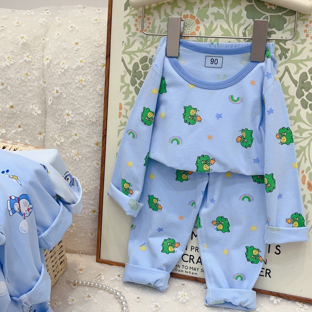 Autumn Winter Children's Casual Long-Sleeved Pants Two-Piece Set Cotton Home Wear for Kids Minimum Order 4pcs
