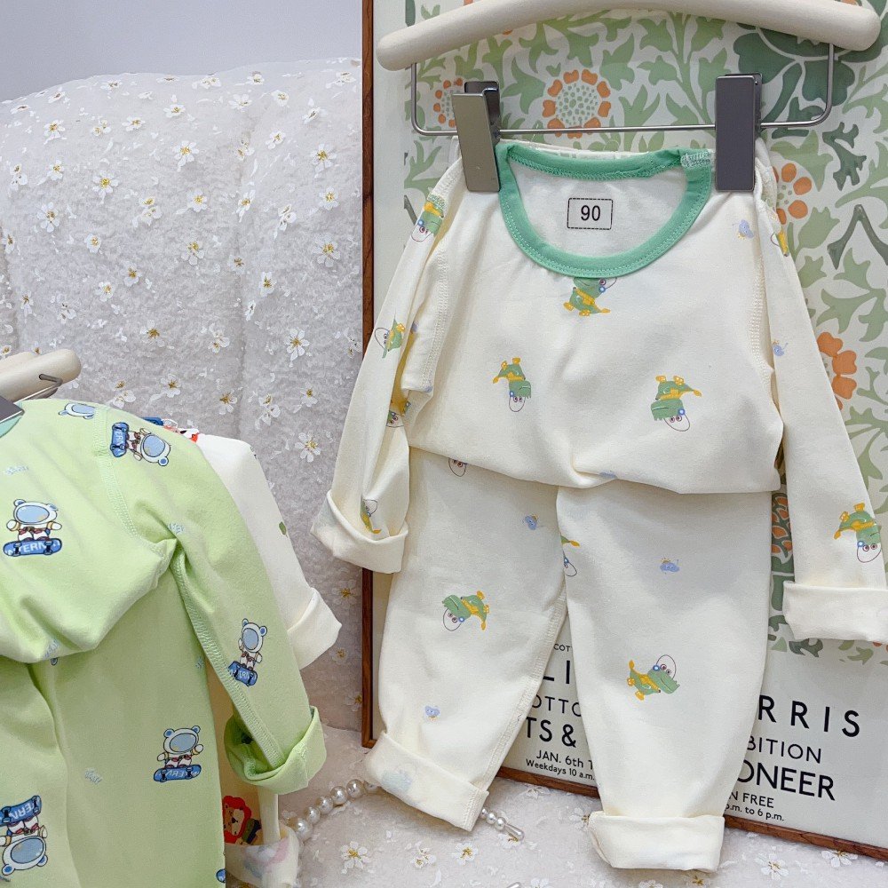 Autumn Winter Children's Casual Long-Sleeved Pants Two-Piece Set Cotton Home Wear for Kids Minimum Order 4pcs