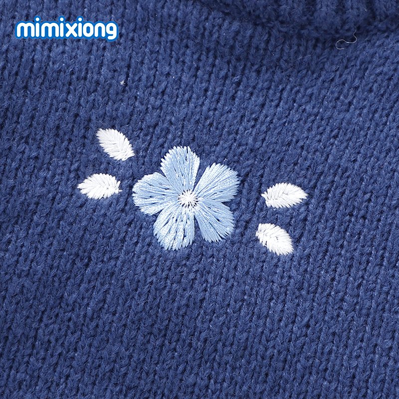 mimixiong High Quality Baby Clothing Set Embroidery Floral Knitted Long Sleeve Baby Romper Set