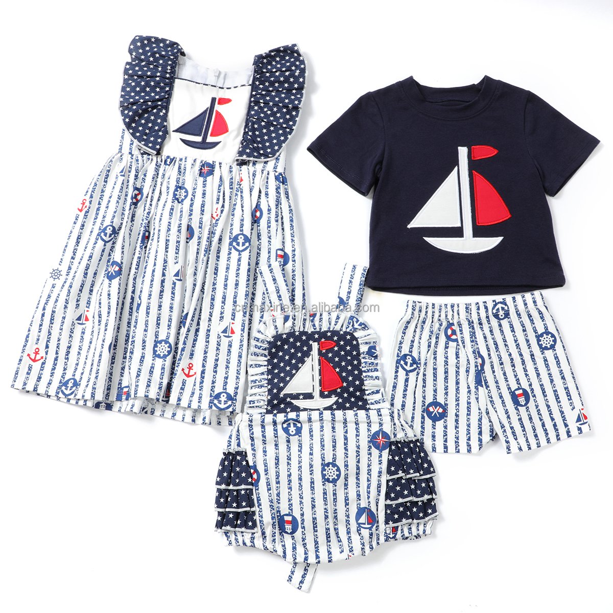 Factory Price Custom Print Kids Clothing Fish Design Boys Clothing Set For Summer