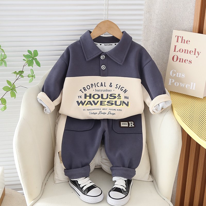 Boys Clothing Sets Casual Cotton Jacket & Pants Long Sleeves Printed Two-Piece Set for 5-6 Years