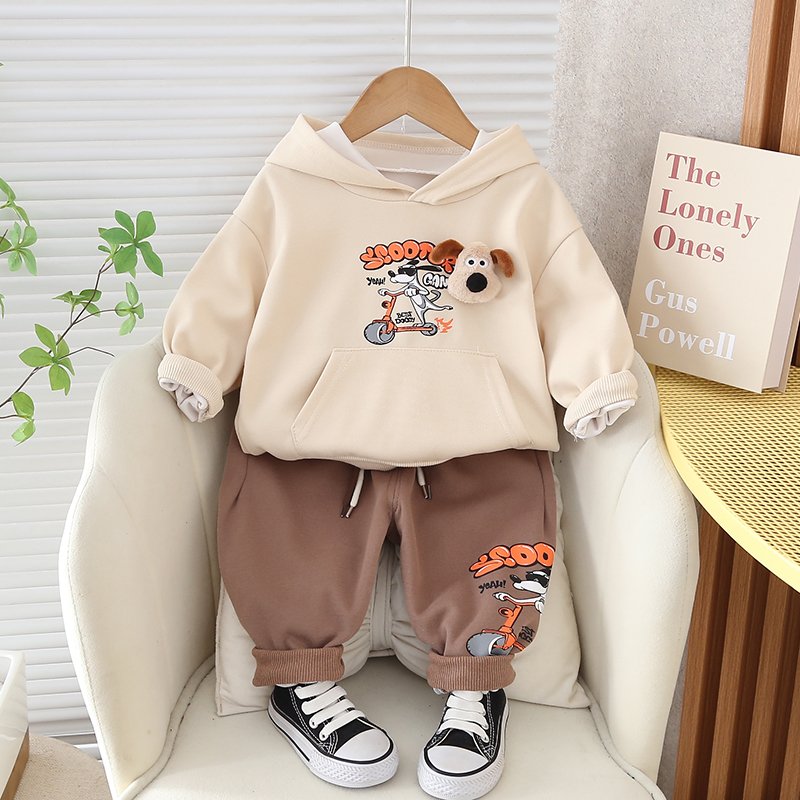 Boys Clothing Sets Casual Cotton Jacket & Pants Long Sleeves Printed Two-Piece Set for 5-6 Years