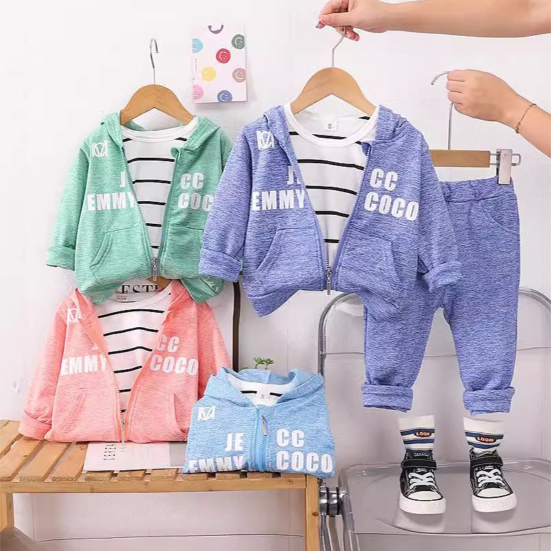 2024 Autumn Children Clothing Sets Baby Boy Clothes Long Sleeve Printed Casual Wear 3Pcs Kids Wear Girls Clothing
