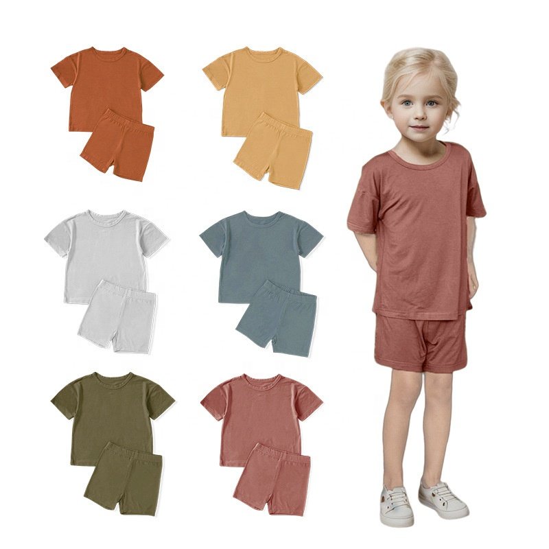 Toddler Clothing Sets Summer Bamboo Fiber Short Sleeve Tshirts and Shorts 0 to 4 year old Children's Clothing Set