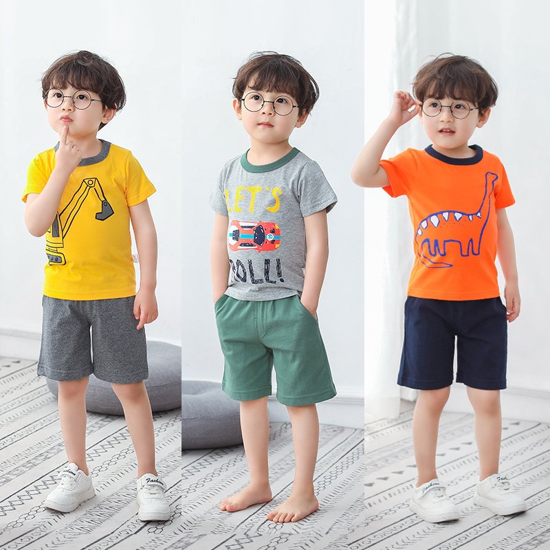 Branded Kids Clothes Boys 100% Cotton Knitted Children's Clothes Sets