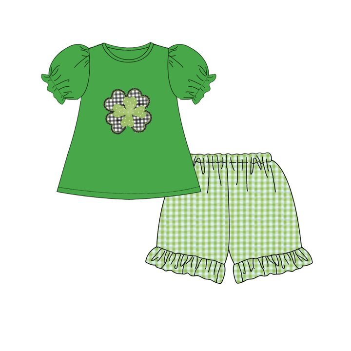 Kids Custom Sibling Clothing St. Patrick's Day Embroidery Two-Piece Set Boys Kids Sets