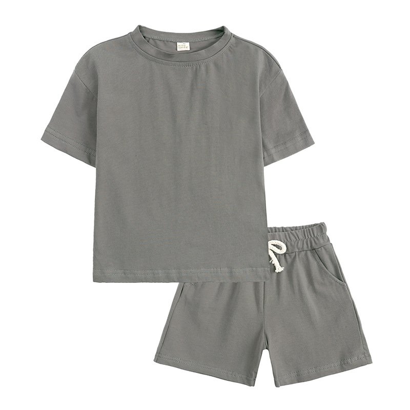 Summer Boys' Casual Plaid Set 100% Cotton T-Shirt and Shorts Comfortable Clothing Summer Kid Short Clothing Set